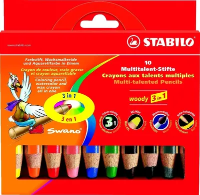 Produktbild von Stabilo - farbiger Bleistift 880 Woody 3 in 1 10st Assorti | Enui a 10 Stück | 5 Stücke