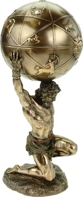 Produktbild von Figur Atlas trägt Welt auf seinen Schultern Plastik in Bronzeoptik