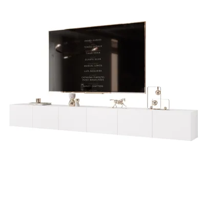 Produktbild von Idohome TV-Lowboard Angel 300 cm Weiß Matt  – Fernsehschrank, Wohnzimmer, TV-Schrank, Medienmöbel, Hängeschrank mit LED-Beleuchtung, Push-to-Open