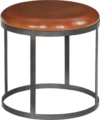 Produktbild von Solbjerg Hocker, rund, gepolstert, aus patiniertem Leder, B 46 cm, T 46 cm, Sitzhöhe 46 cm
