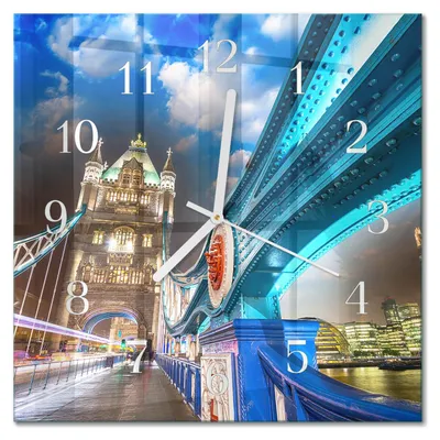 Produktbild von Tulup Glasuhr Wanduhr Küchenuhr Echt-Glas 30x30 cm Modern Dekorativ Geräuschlos Weiße Zeiger - Brücke
