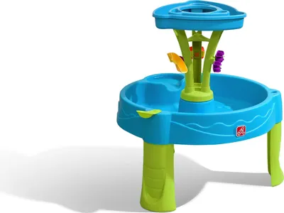 Produktbild von Step2 Summer Showers Splash Wasserspieltisch | Kleiner Wassertisch mit 8-teiligem Zubehörset | Garten Wasser Spieltisch für Kinder in Blau