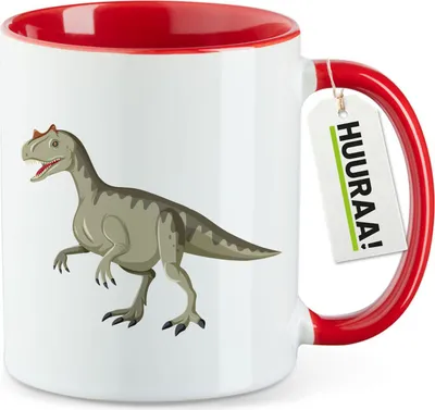 Produktbild von Huuraa Kaffeetasse Allosaurus Dinosaurier 330ml Rot Keramik Kaffeebecher Geschenkidee