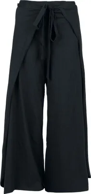 Produktbild von Black Premium by EMP Damen schwarze Stoffhose mit Schnürung am Bund und verdeckten Taschen L-XL