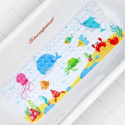 Immagine prodotto di Tappetino antiscivolo per vasca da bagno, per bambini, 100x40 cm, antiscivolo, senza BPA, lavabile in lavatrice, in PVC