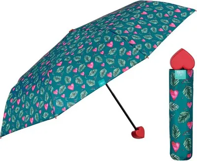 Zdjęcie produktu dla PERLETTI Damski parasol składany, wzór "Serce", kolor zielony, model 26233