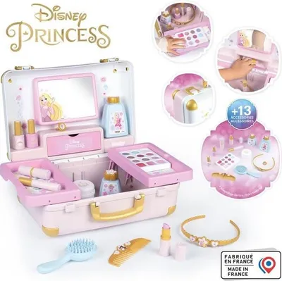 Produktbild von Schminkkoffer Kinder, Smoby Disney Prinzessin, 13 Zubehörteile, Frisier Set, Nagelstudio Set, Make-up Set, Leicht zu Transportieren