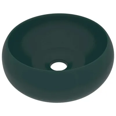 Zdjęcie produktu dla vidaXL Luksusowa okrągła umywalka matowa ciemnozielona 40x15 cm ceramiczna