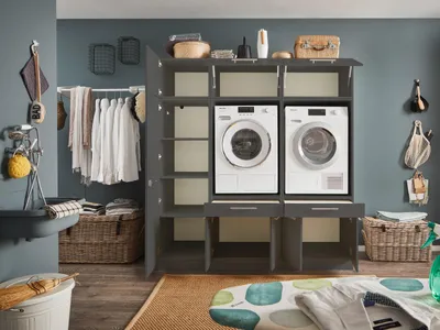 Produktbild von Waschmaschinenumbauschrank >LAUNDREEZY< in anthrazit - 185x200x67,5 (BxHxT)
