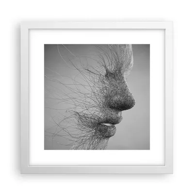 Produktbild von Gerahmtes Poster - Weißer Rahmen - Gesicht Grafiken Fäden - 30x30 cm - Wand Bild - Wanddeko - Wandbilder - Kunstposter - Wandposter - Bilderrahmen - Bilder - Kunstdruck - Wandbild - P2WAC30x30-4324