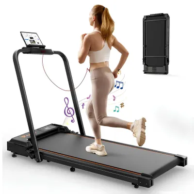 Immagine prodotto di Tapis roulant pieghevole 4 in 1 con manubri, velocità 1–10 km/h, silenzioso, portata fino a 120 kg, con telecomando