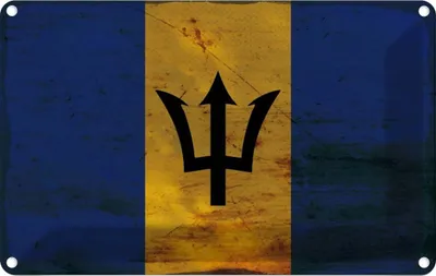 Produktbild von vianmo Blechschild 20x30 cm Barbados Rost Flagge Fahne Wappen