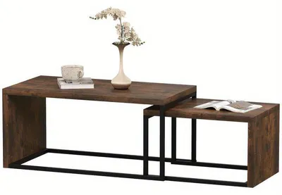 Obrázok produktu pre Sada konferenčných stolíkov – Čierne konferenčné stolíky z MDF a kovu