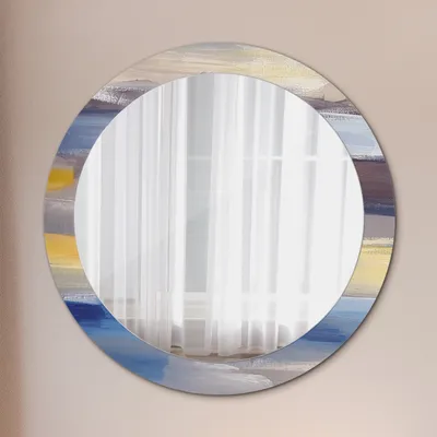 Produktbild von Modern Spiegel - Wandspiegel Design Wandmontage – Badspiegel mit Aufdruck - Rundspiegel - Abstrakt Malerei - Runder: Ø80cm