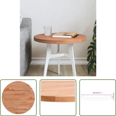 Productafbeelding van De Living Store tafelblad, diameter 40 cm, hoogte 2,5 cm, rond, massief beukenhout