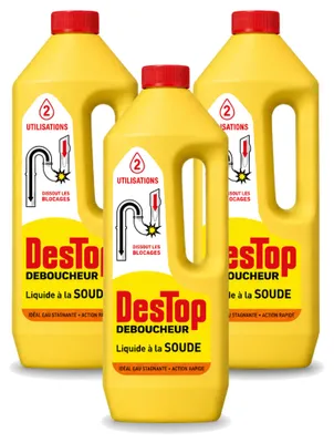 Produktbild von 3 x Destop Soda-Abflussreiniger - flüssig - 1 l - Vorteilspackung - 3 Stücke