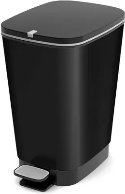 Produktbild von DigiRigi® SnelShoppen – Eleganter Tretmülleimer mit Deckel & Inneneimer, Schwarz-Metallic, 26,5×40,5×45 cm, ideal für Küche & Bad