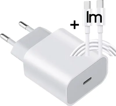 Produktbild von iPhone 15 Pro Max Schnell Ladegerät 20W Charger Netzteil USB C Power Adapter + 1m USB‑C auf USB C Ladekabel Set für Apple, Samsung, Huawei, Xiaomi