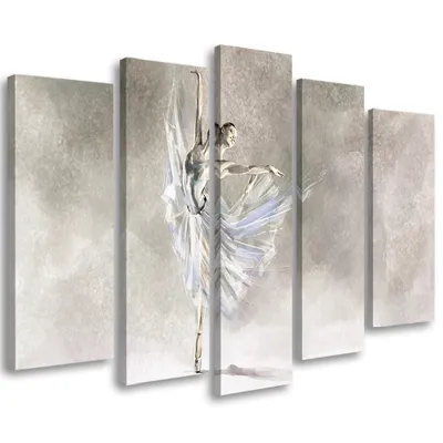 Immagine prodotto di Quadro in tela in 5 parti Pirouette della ballerina 100x70 cm Feeby beige quadro da parete pronto per essere appeso