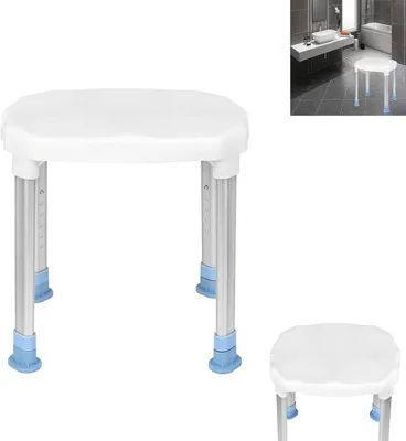 Immagine prodotto di Sedia da doccia regolabile in altezza QEENTOE, modello D, sgabello da bagno stabile per anziani e donne incinte, con piedini antiscivolo, sedia da bagno, utilizzabile fino a 150 kg