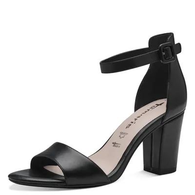 Image de Tamaris Femmes Sandalettes en cuir talon fermé 1-28326-42, Taille:39 EU, Couleur:Noir