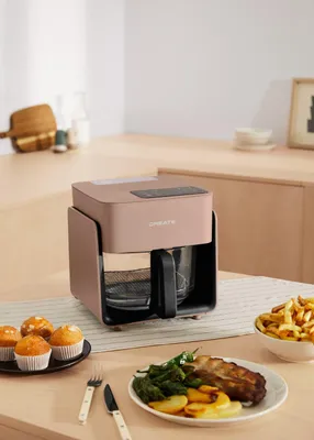 Produktbild von AIR FRYER STUDIO CRYSTAL - 4,2L Glas-Heißluftfritteuse mit optionalem Dampfgarer