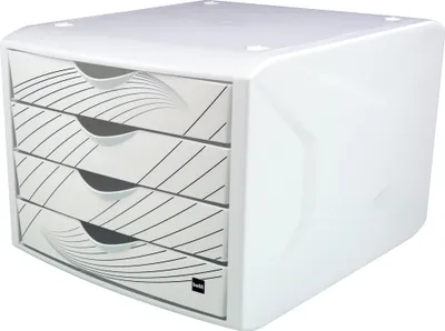 Obrázok produktu pre helit Chameleon zásuvkový box, 4 zásuvky, biely Imitácia queen, z nerozbitného polypropylénu, farba korpusu: biela, - 1 kus (H6129505)