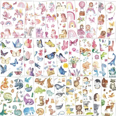Obrázek produktu pro Glitter Tattoo Set Kids 300+ samolepky Unicorn Mermaid Dino Girl Náplň Kaufland