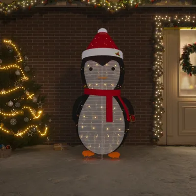 Zdjęcie produktu dla vidaXL Dekoracja świąteczna figurka pingwina LED z luksusowej tkaniny 180 cm