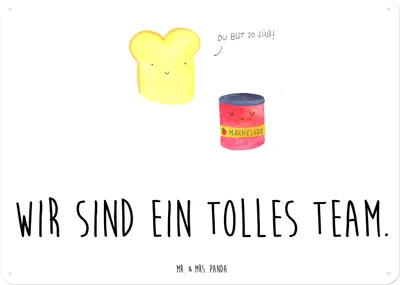 Produktbild von Mr. & Mrs. Panda Schild Toast Marmelade DIN A5 - Weiß - Geschenk, Türschild, Wandbild, Lustige Sprüche, tafel, Blechtafel, Brot, Metallschild, Küche Deko, Süß, Toastbrot