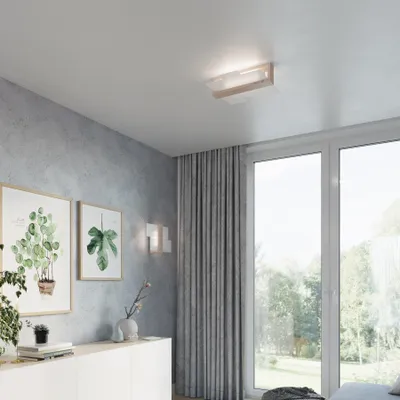 Obrázek produktu pro Feniks 1 nástěnné světlo přírodní dřevo se skleněným stínidlem 2xE27