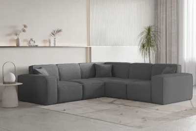 Produktbild von Ecksofa Designersofa CELES PREMIUM Stoff Ascot Bukla Graphit Seite Universal