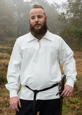 Produktbild von Mittelalter Ritterhemd Götz, weiß - Mittelalterhemd Mittelalterkleidung Herren Kostüm Wikinger LARP Größe: XL