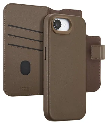 Productafbeelding van Accezz Leather Bookcase 2-in-1 met MagSafe voor de Apple iPhone 17e / 16e - Coffee Brown
