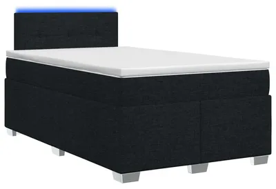 Obrázek produktu pro Postel s pružinovou základnou, matrací a LED osvětlením, černá, 120 x 200 cm, potahová látka