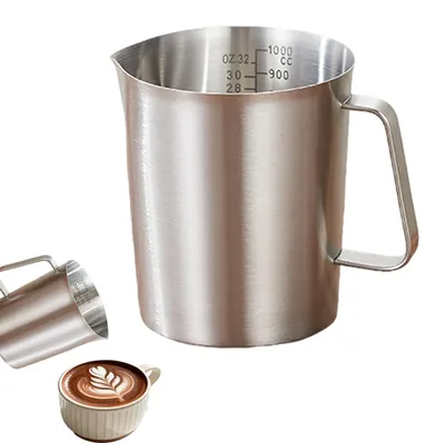 Image de Verre doseur en acier inoxydable de 1 litre, avec bec verseur et graduation en onces/millilitres