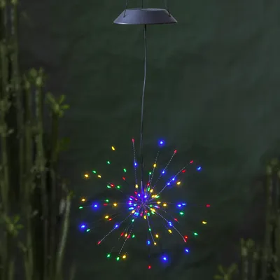 Immagine prodotto di Decorazione da giardino solare a LED FEUERWERK - 90 LED colorati - H: 50cm D: 26cm - sensore crepuscolare - appesa