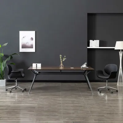 Image de Le Living Store : Fauteuil de bureau pivotant, noir, en similicuir