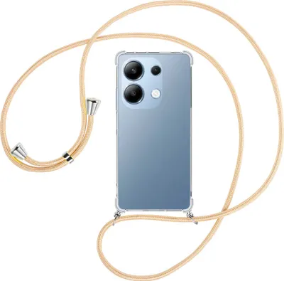 Produktbild von Handykette Backcover-Schutzhülle mit Band (Metall silberfarben) für Xiaomi Poco M6 Pro (6.67'') - Goldkordel
