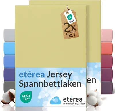 Produktbild von etérea Spannbettlaken Jersey 2 Stück - 90x200 cm - Bettlaken - 100 % Baumwolle - Marine