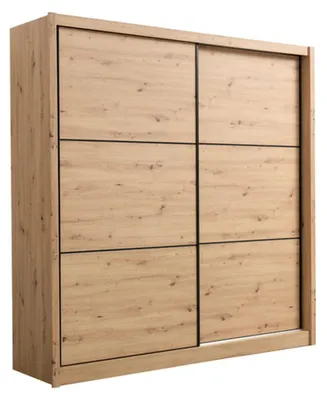 Produktbild von Dmora Großer Kleiderschrank Dugnano 213x216h cm Braun Eiche Knoten, Kleiderständer 5 Regale