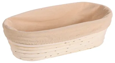 Produktbild von KESPER 19732 Brot- & Gärkorb aus Rattan, oval, 28 x 15 x 8 cm, Textilfutter abnehmbar / Gärkörbchen