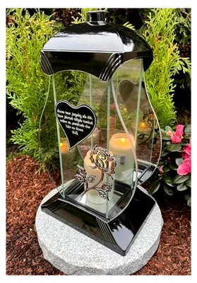 Produktbild von Grablaterne mit Spruch Grablampe 35 cm H. Grabkerze Kerze Grabkerze Grablicht Gartendeko Laterne NEU NEU!!
