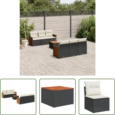 Produktbild von The Living Store 7-tlg. Garten-Sofagarnitur mit Kissen Schwarz Poly Rattan
