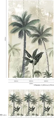 Produktbild von NEWROOM Tapete Grün Vliestapete Dschungel - Wandbild Tropisch Grau  Palmen Urwald Tapete Floral Dschungeltapete