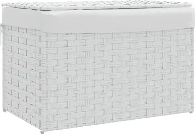 Produktbild von vidaXL Wäschekorb mit Deckel Weiß 55,5x35x34 cm Poly Rattan
