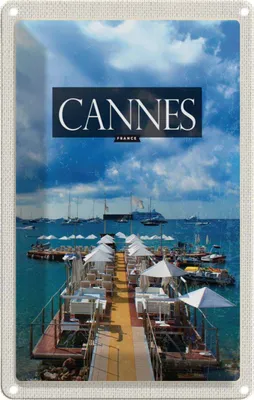 Produktbild von vianmo Blechschild 30x20 cm Cannes France Retro Bildmotiv Reisemotiv Abenteuer Reisen Urlaub