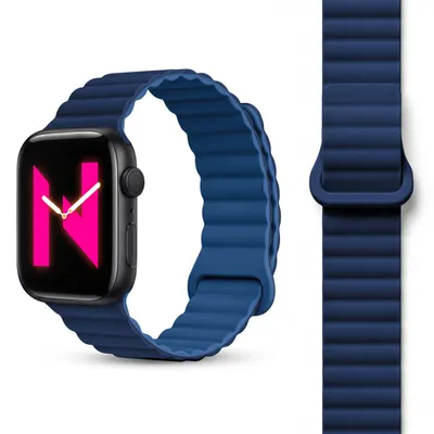 Immagine prodotto di Bracciale sportivo magnetico in silicone traspirante per Apple Watch SE/10/9/8/7/6/5/4/3/2/1, compatibile con cinturini da 38/40/41/42 mm - Colore: Ozeannacht