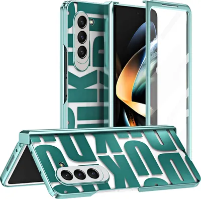 Produktbild von Hülle für Samsung Galaxy Z Fold 5 Hülle mit Displayschutz und Scharnierschutz, Galvanisierter Klar Schutzhülle Grün