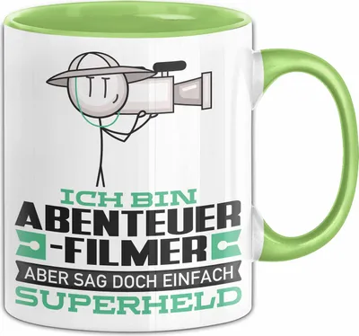 Produktbild von Abenteuerfilmer Geschenk Tasse Ich Bin Abenteuerfilmer Aber Sag Doch Einfach Superheld Lustige Geschenkdiee für Abenteuerfilmer Kaffee-Becher (Grün)